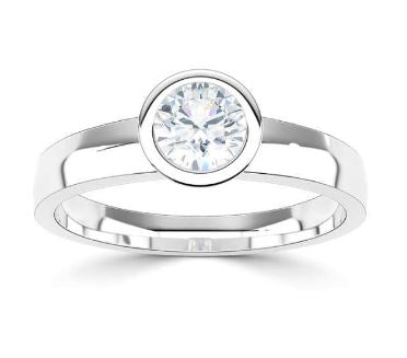 Rubover Set Round Brilliant Cut Solitaire Ring