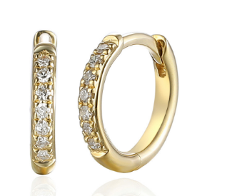 Micro Set Round Brilliant Cut Diamond Hoop Earrings