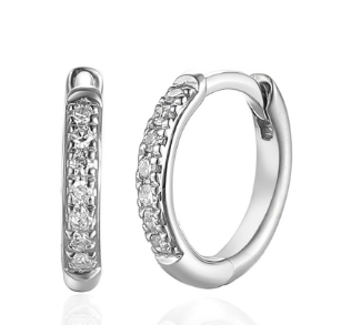 Micro Set Round Brilliant Cut Diamond Hoop Earrings
