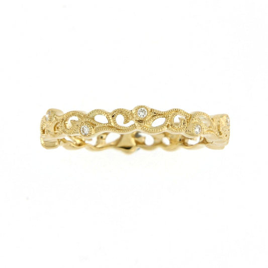 Ungar & Ungar Round Brilliant Cut Diamond Open Vine Ring