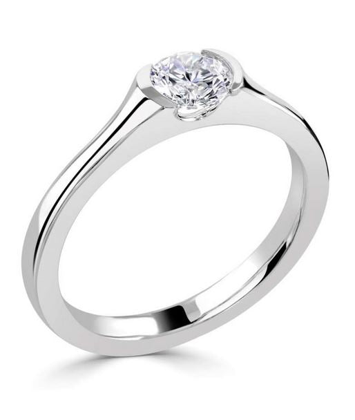 Demi Flush Round Brilliant Cut Solitaire Ring