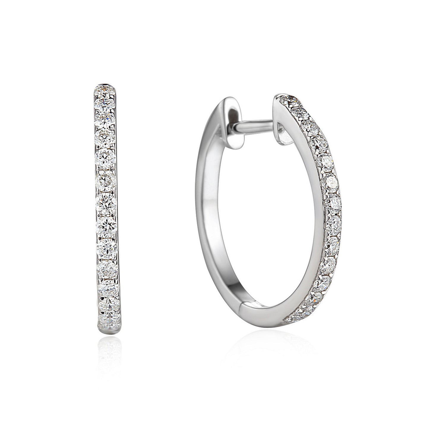 Micro Set Round Brilliant Cut Diamond Hoop Earrings