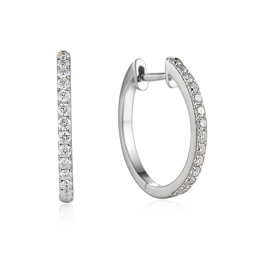 Micro Set Round Brilliant Cut Diamond Hoop Earrings