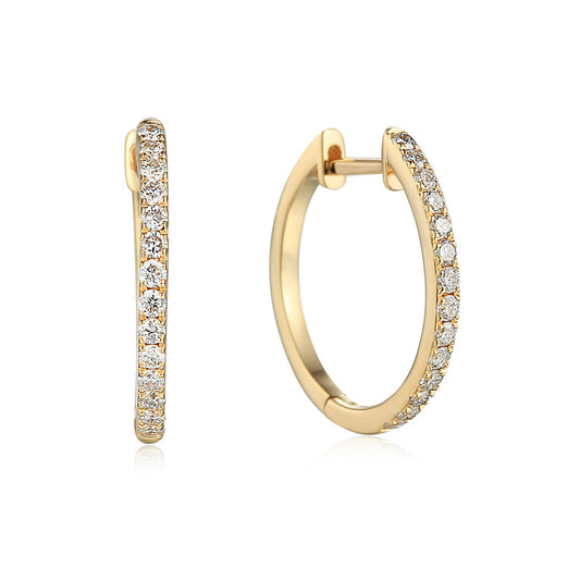 Micro Set Round Brilliant Cut Diamond Hoop Earrings