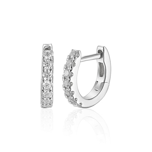 Micro Set Round Brilliant Cut Diamond Hoop Earrings