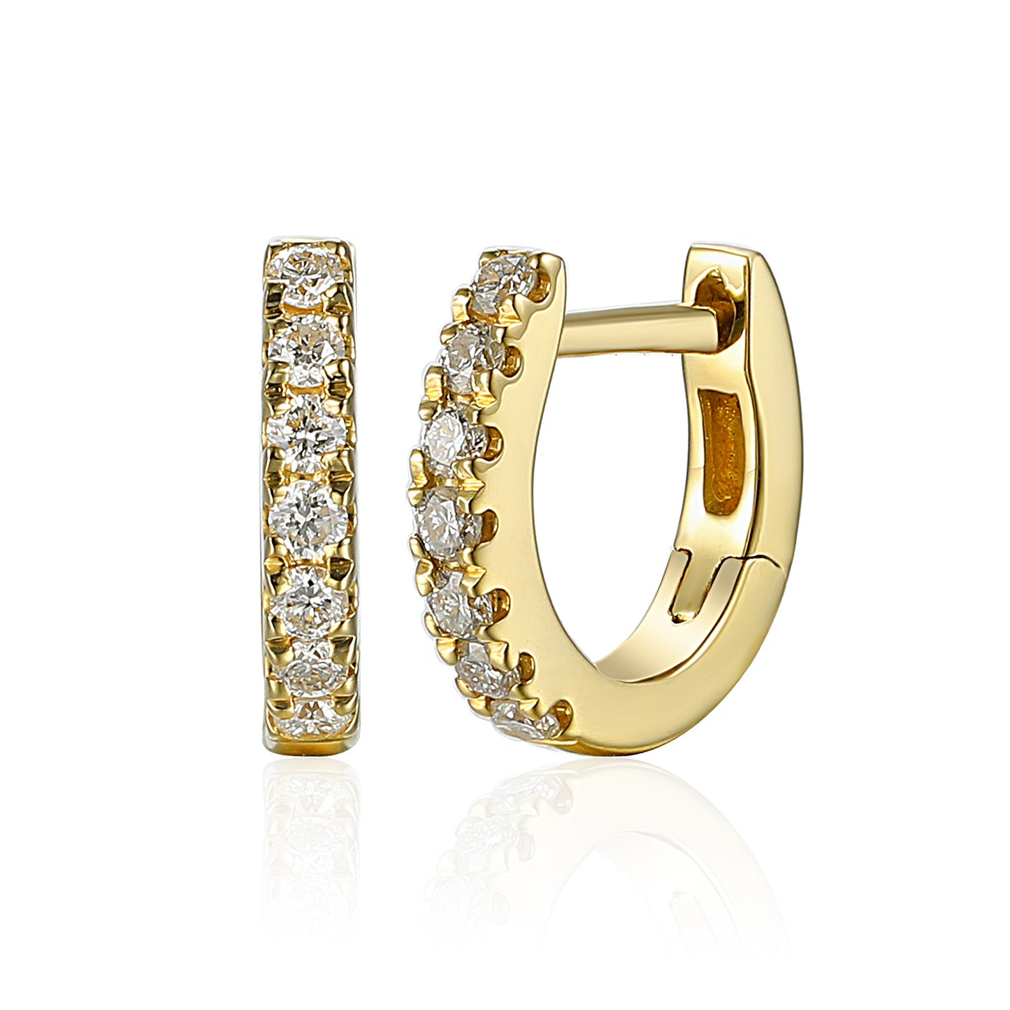 Micro Set Round Brilliant Cut Diamond Hoop Earrings (Copy)