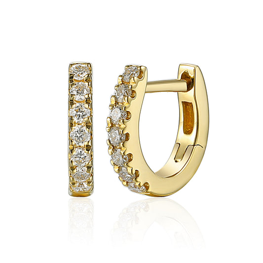 Micro Set Round Brilliant Cut Diamond Hoop Earrings