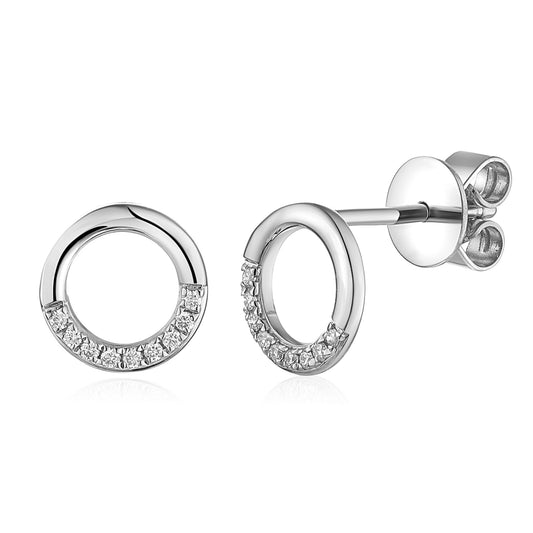 Semi Micro Set Round Brilliant Cut Diamond Circle Earrings