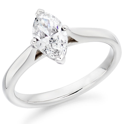Four Claw Set Marquise Cut Lab Grown Diamond Solitaire Ring
