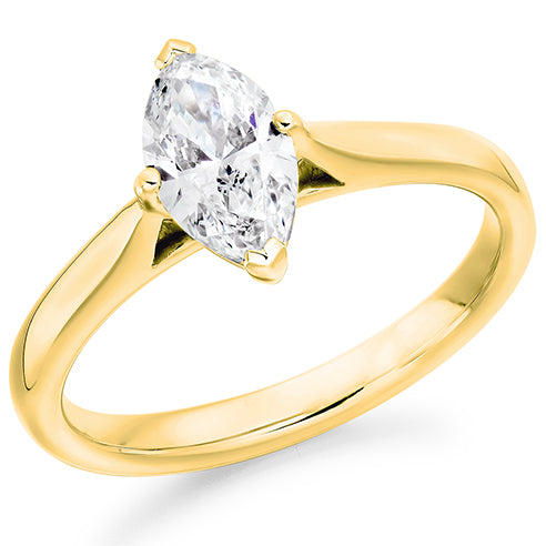 Four Claw Set Marquise Cut Lab Grown Diamond Solitaire Ring
