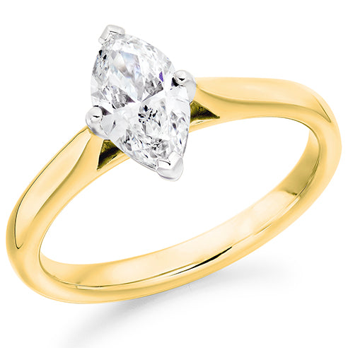 Four Claw Set Marquise Cut Lab Grown Diamond Solitaire Ring