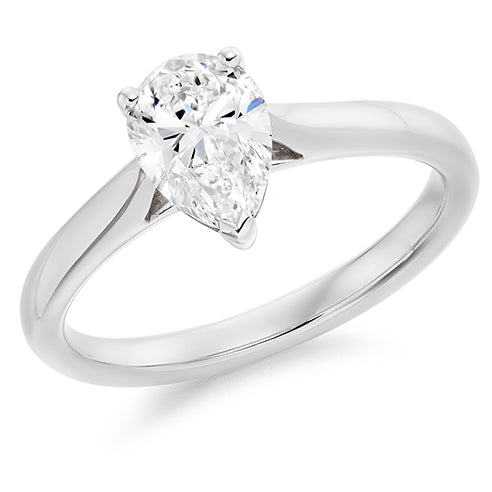 Four Claw Set Pear Cut Lab Grown Diamond Solitaire Ring