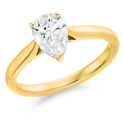 Four Claw Set Pear Cut Lab Grown Diamond Solitaire Ring