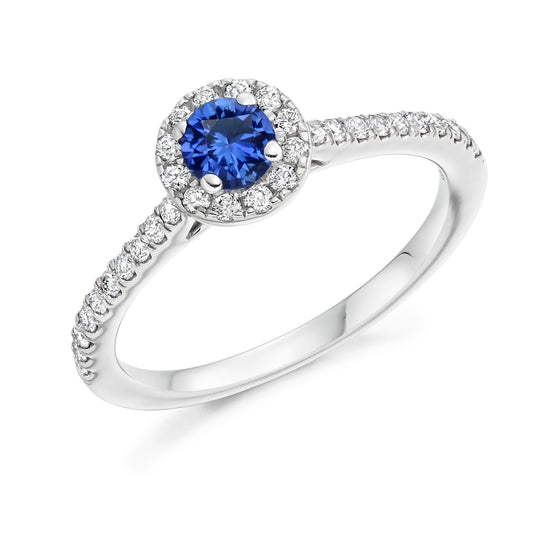 Round Brilliant Cut Sapphire Cluster Ring