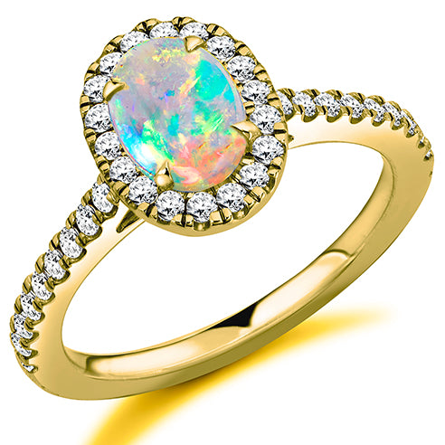 Oval Cut Opal Cluster Ring