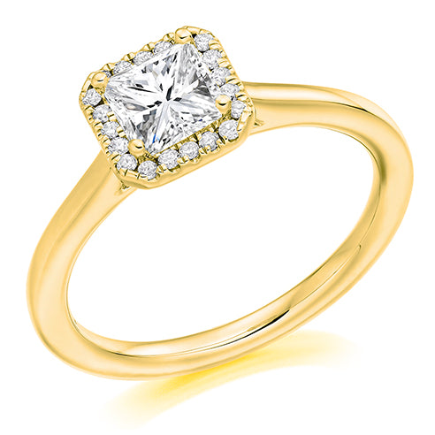 Princess Cut Halo Solitaire Ring