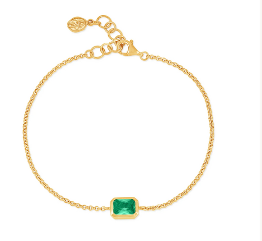 Dower & Hall Green Garnet Octagon Chain Bracelet