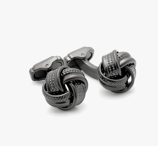 THOMPSON Satin Dot Knot cufflinks In Gunmetal Plated