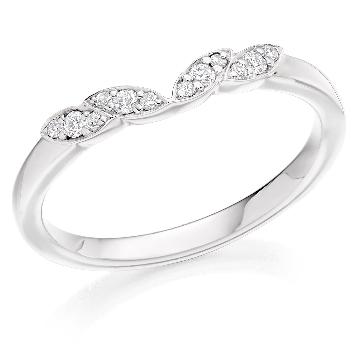 Round Brilliant Diamond Curved and Shaped Style Half Eternity Ring