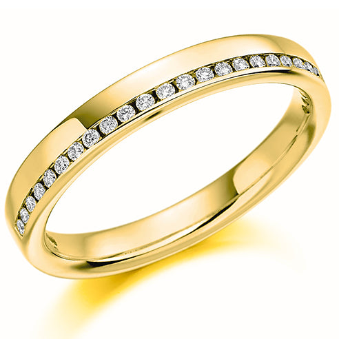 Round Brilliant Cut Offset Channel Set Shaped Eternity Half Ring