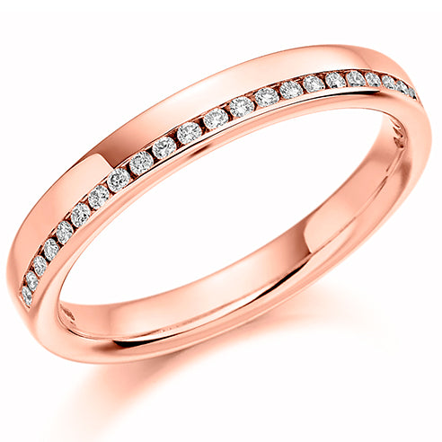Round Brilliant Cut Offset Channel Set Shaped Eternity Half Ring