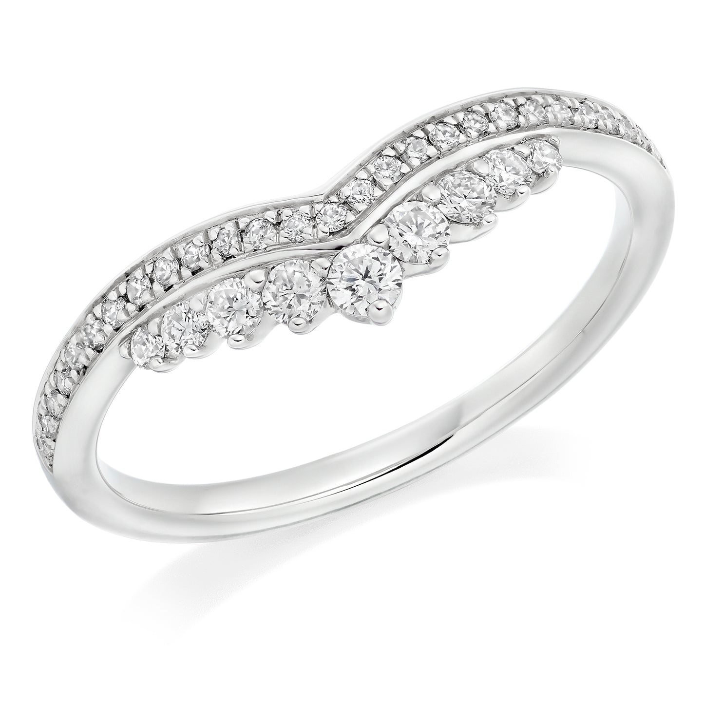 Round Brilliant Diamond Curved and Shaped Style Half Eternity Ring