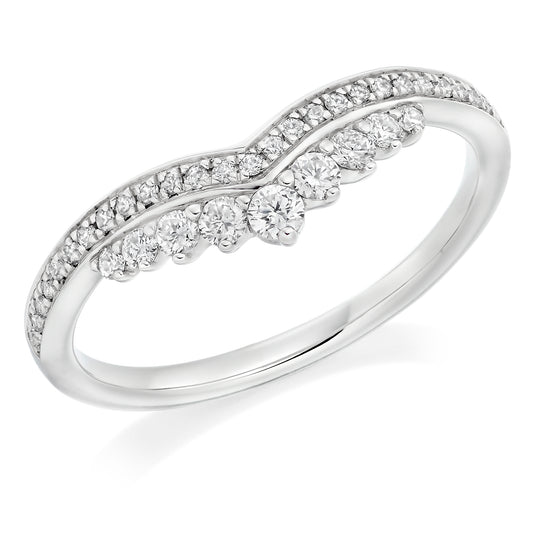 Round Brilliant Diamond Curved and Shaped Style Half Eternity Ring