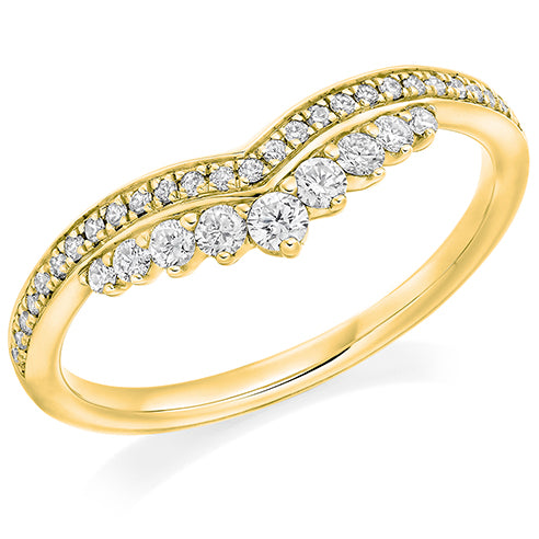 Round Brilliant Diamond Curved and Shaped Style Half Eternity Ring