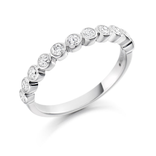 Round Brilliant Cut Rubover Set Half Eternity Ring