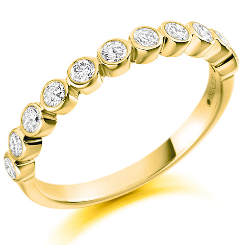 Round Brilliant Cut Rubover Set Half Eternity Ring
