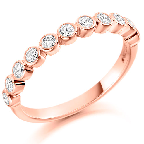 Round Brilliant Cut Rubover Set Half Eternity Ring