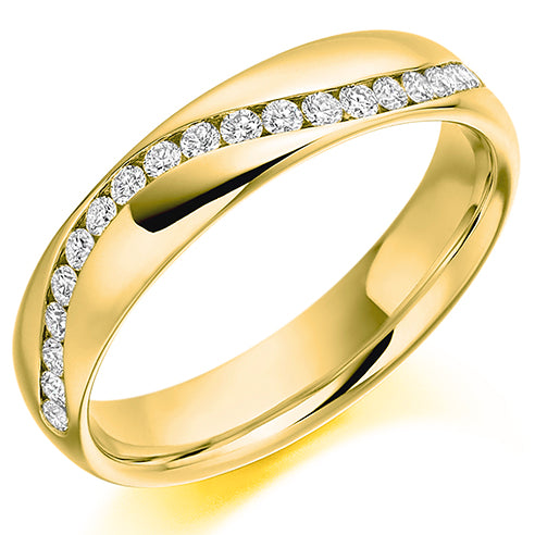 Round Brilliant Cut Diamond Offset Channel Set Half Eternity Ring