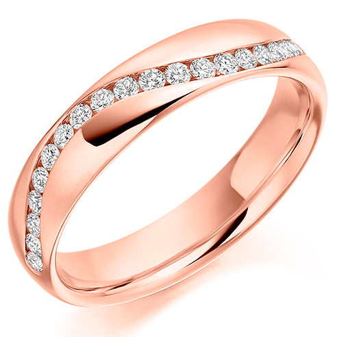 Round Brilliant Cut Diamond Offset Channel Set Half Eternity Ring