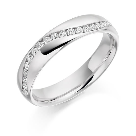 Round Brilliant Cut Diamond Offset Channel Set Half Eternity Ring