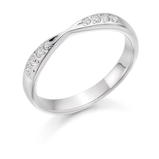 Round Brilliant Cut Grain Set Shaped Eternity Ring