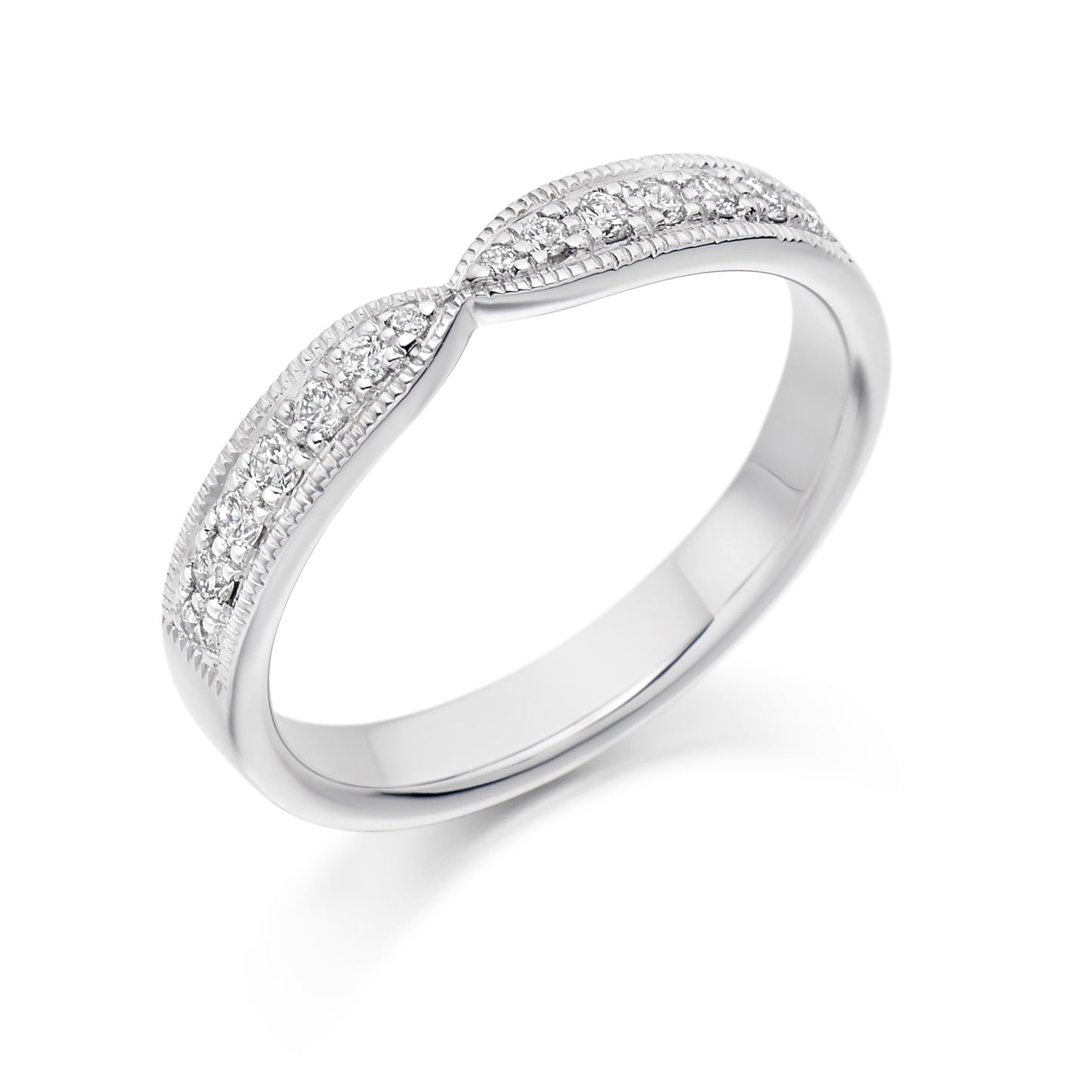 Round Brilliant Cut Grain Set Shaped Eternity Ring