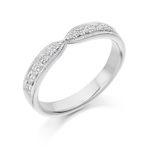 Round Brilliant Cut Grain Set Shaped Eternity Ring
