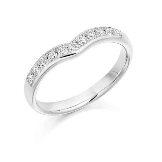 Round Brilliant Cut Grain Set Shaped Eternity Ring