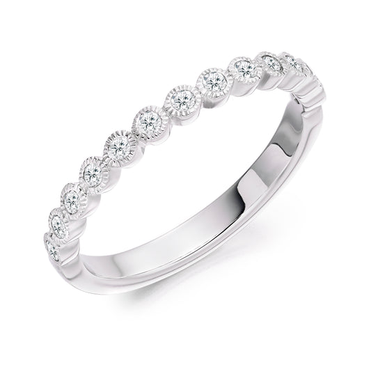 Round Brilliant Cut Rubover Set Half Eternity Ring