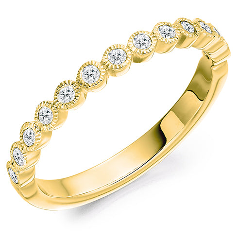 Round Brilliant Cut Rubover Set Half Eternity Ring