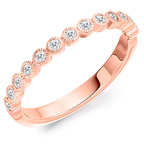 Round Brilliant Cut Rubover Set Half Eternity Ring