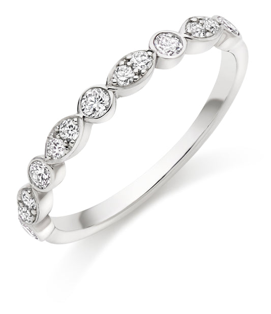 Round Brilliant Cut Grain Set Half Eternity Ring