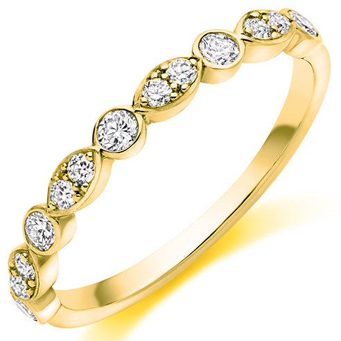 Round Brilliant Cut Grain Set Half Eternity Ring