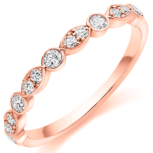 Round Brilliant Cut Grain Set Half Eternity Ring