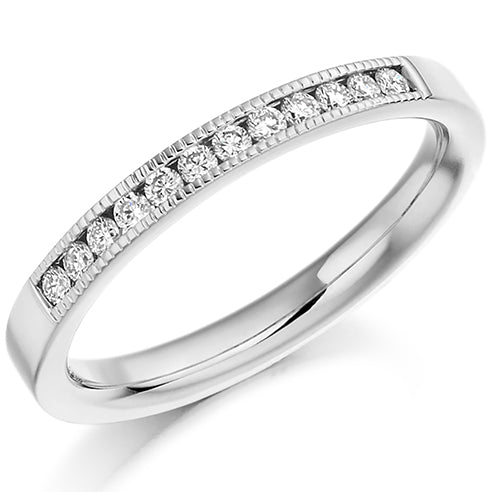 Round Brilliant Cut Channel Set Milgrain Edge Eternity Ring