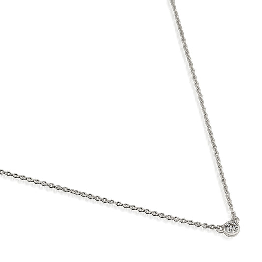 Rub Over Set Round Brilliant Cut Diamond necklace