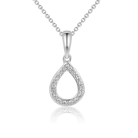 Micro Set Diamond Pear Shape Pendant & Chain