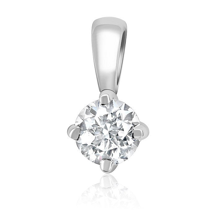Claw Set Lab Grown Round Brilliant Cut Diamond Pendant & Chain