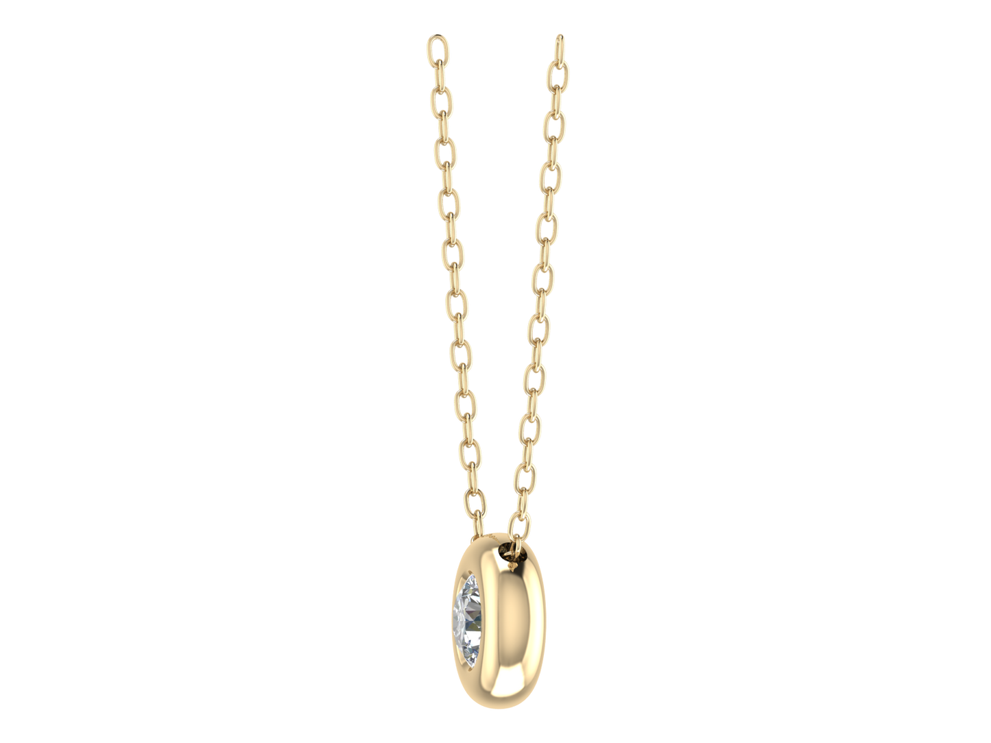 Rubover Set Round Brilliant Cut Diamond Necklace