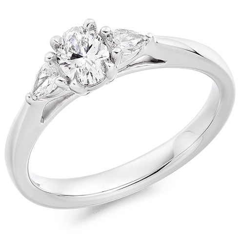 Oval Trilogy Ring With Pear Cut Sides